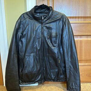 Canali Mens Leather Jacket
